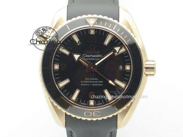 0522 Planet Ocean Professional Rose Gold Liquid Metal V6F 42mm On Black Rubber Strap A Vibrant 8266